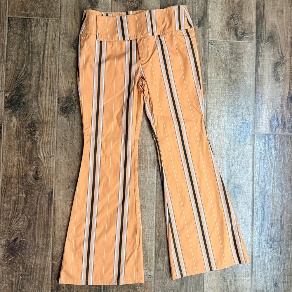 Yellow The Label Yllw Womens Tilly Camel Striped Cotton Trouser, Yellow, XL NWT)